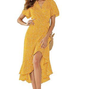 Boutique Yellow Wrap Sun Dress